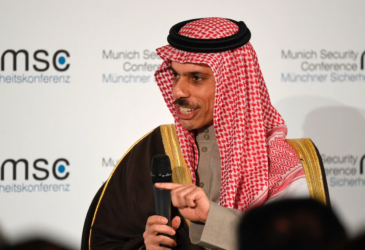 Saudi Arabia’s Foreign Minister Prince Faisal bin Farhan Al-Saud attends a panel discussion during the 56th Munich Security Conference (MSC) in Munich, southern Germany, on Feb. 15, 2020. (AFP)