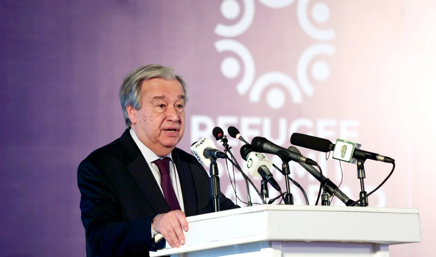 UN Secretary-General Antonio Guterres during the summit. (Reuters)