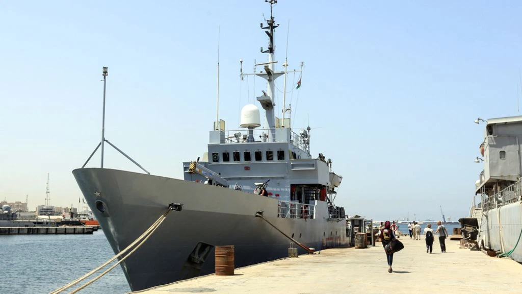The EU’s new naval and air mission will operate in the eastern Mediterranean. Above, An Italian warship in Tripoli. (AFP)