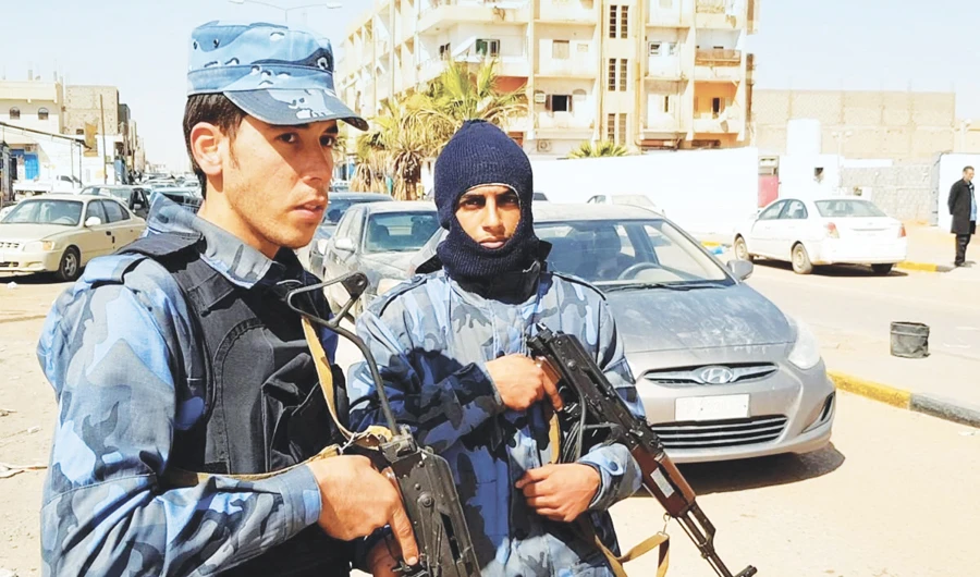 Forces loyal to Gen. Khalifa Haftar patrol in Sebha city in southern Libya. (AFP)