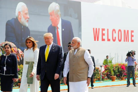 U.S. President Donald Trump and first lady Melania Trump arrive at Sardar Vallabhbhai Patel International Airport in Ahmedabad, India. (REUTERS)
