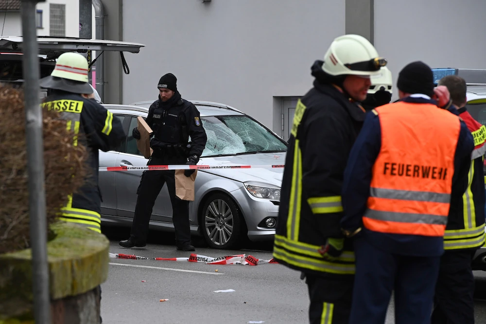 The car ploughed into a carnival parade injuring several people in Volkmarsen, Germany. (Reuters)