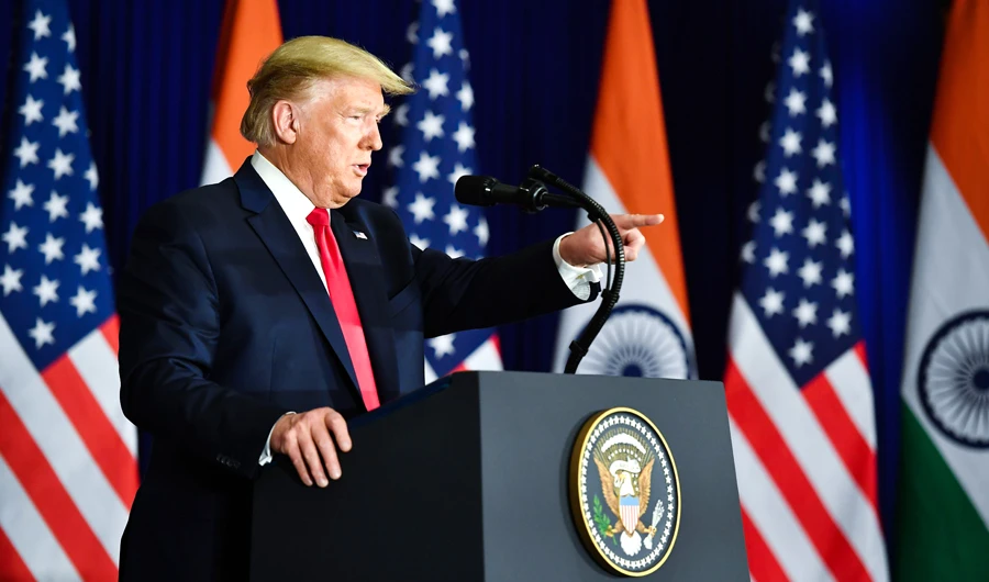 US President Donald Trump speaks during a press conference in New Delhi on February 25, 2020. (AFP)