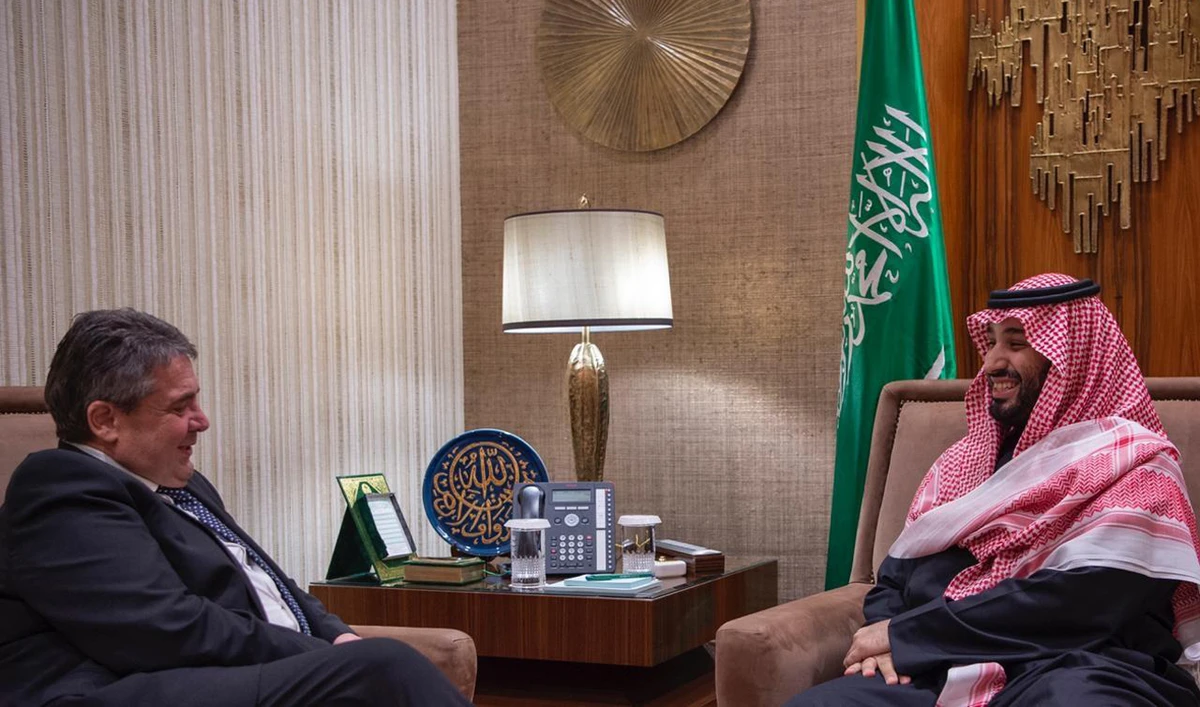 Saudi Crown Prince Mohammad bin Salman met former German foreign minister Sigmar Gabriel. (SPA)