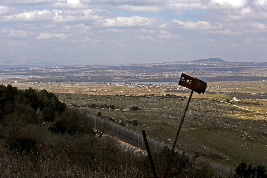 A picture taken from the Israeli-annexed Golan Heights on February 24, 2020 shows a view of the border fence with Syria and the province of Quneitra. (AFP)