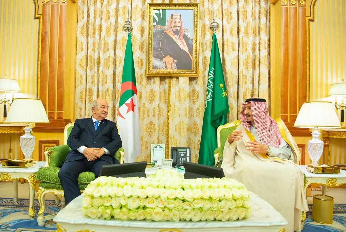 King Salman receives Algerian President Abdelmadjid Tebboune in Riyadh on Thursday Feb.27, 2019. (SPA)