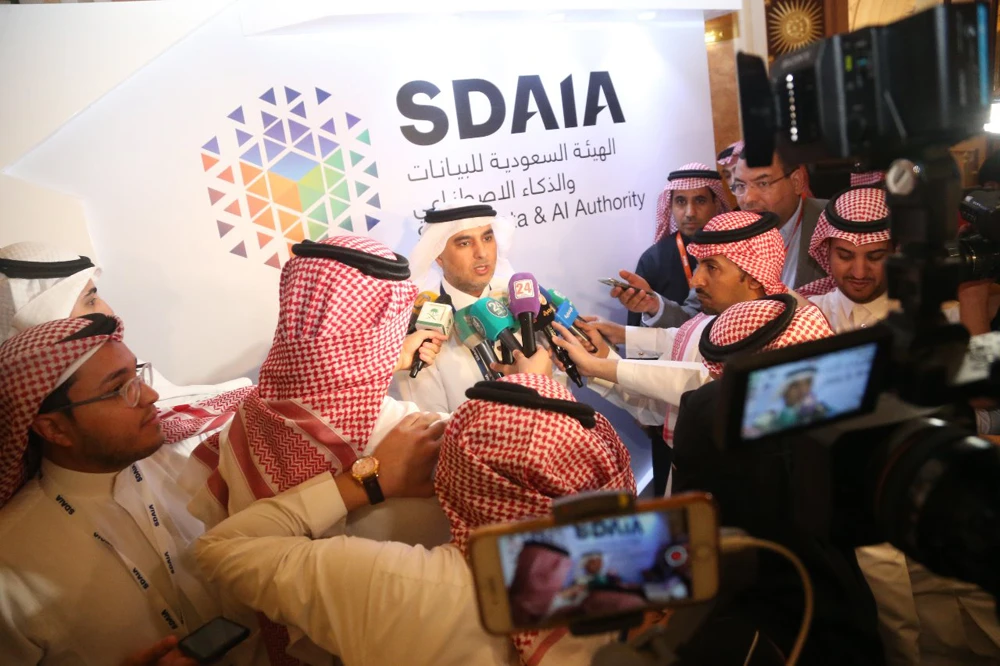 President of SDAIA Dr. Abdullah bin Sharaf Al-Ghamdi at the launch of the new brand identity. (AN Photo)