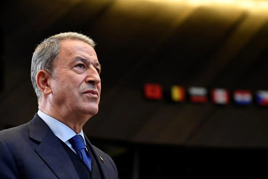 Turkish Defence minister Hulusi Akar looks on during a NATO defence ministers meeting, at the NATO headquarters in Brussels on October 24, 2019. (File/AFP)