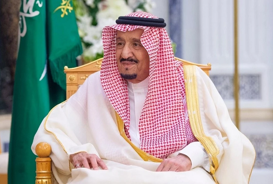 King Salman announced the donation to the WHO on Monday. (Bandar Al-Jaloud/ Saudi Royal Palace / AFP)
