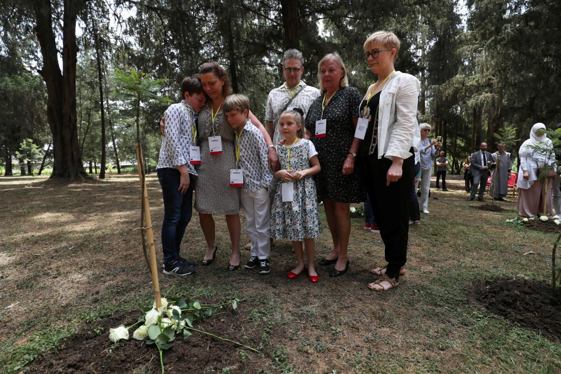 Family members of victims of the Ethiopian Airlines Flight ET302 Boeing 737 Max plane crash, attend a memorial ceremony at the French Embassy in Addis Ababa, Ethiopia March 9, 2020. (Reuters)