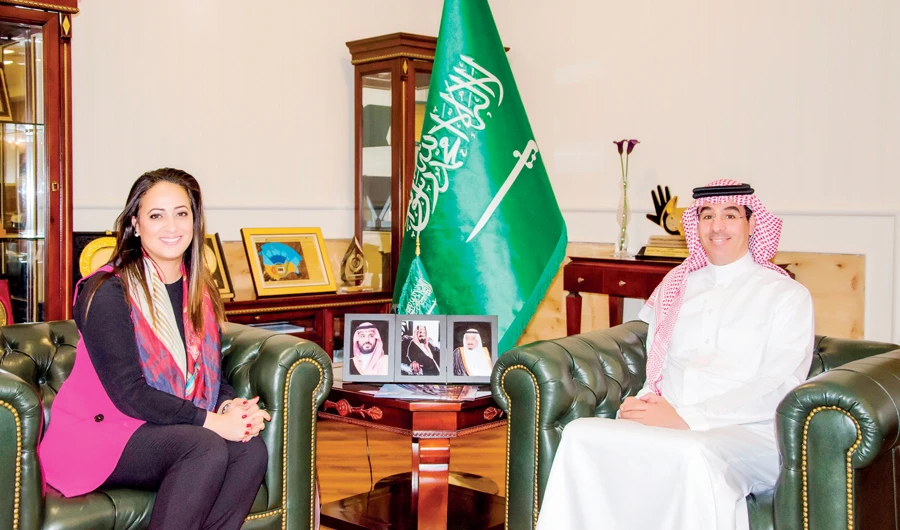Dr. Awwad Al-Awwad, president of the Human Rights Commission, received Amal Amelia Lakrafi, deputy chairman of the French-Saudi Parliamentary Friendship Committee, in Riyadh on Monday. They discussed ways to boost cooperation between the two countries. (SPA)