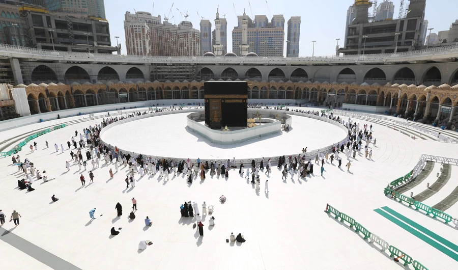 Muslim worshippers circumambulate the sacred Kaaba in Mecca's Grand Mosque, Islam's holiest site, on March 7, 2020. (AFP)