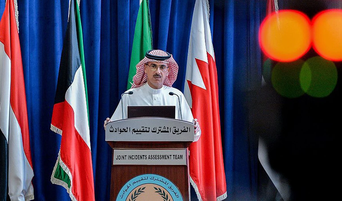 JIAT spokesman Mansour Al-Mansour gives a briefing in Riyadh.