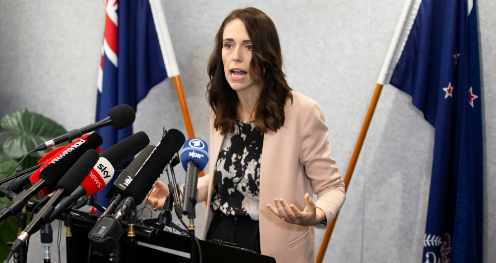 New Zealand Prime Minister Jacinda Ardern during a news conference prior to the anniversary of the mosque attacks. (Reuters)