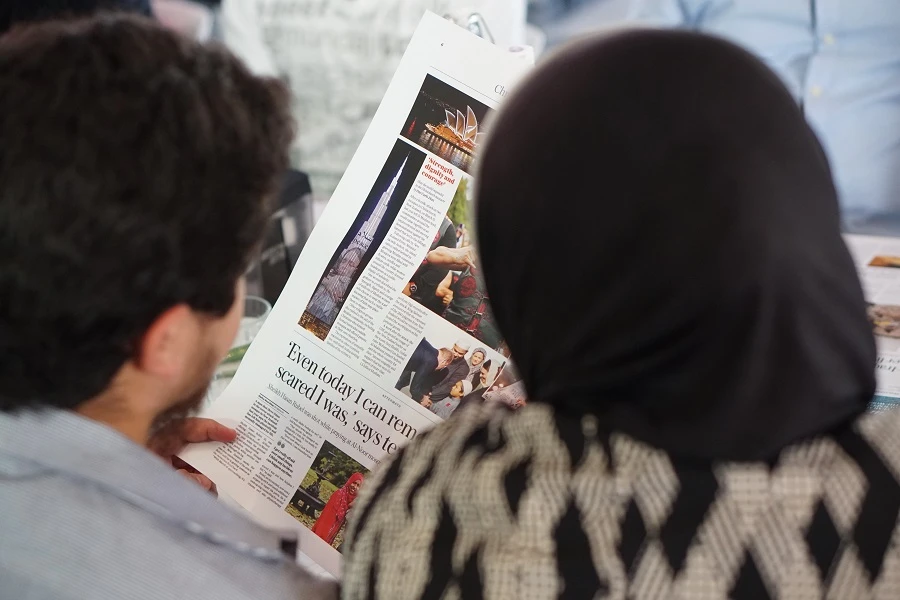 A dozen Kiwi-Muslims gathered at an Arab cafe in Auckland to remember the Christchurch massacre, (Alanood Al-Harbi)