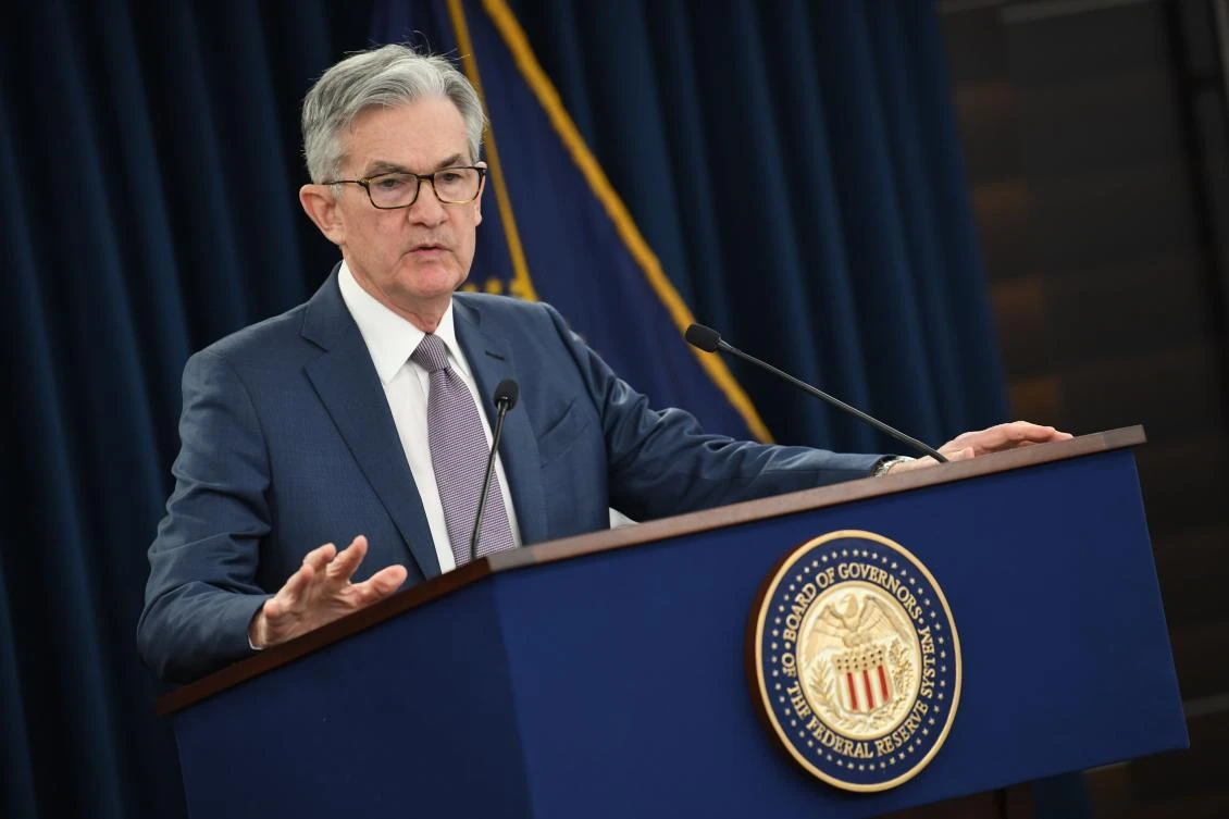 US Federal reserve Chairman Jerome Powell gives a press briefing after the surprise announcement the FED will cut interest rates in Washington, D.C. (AFP)