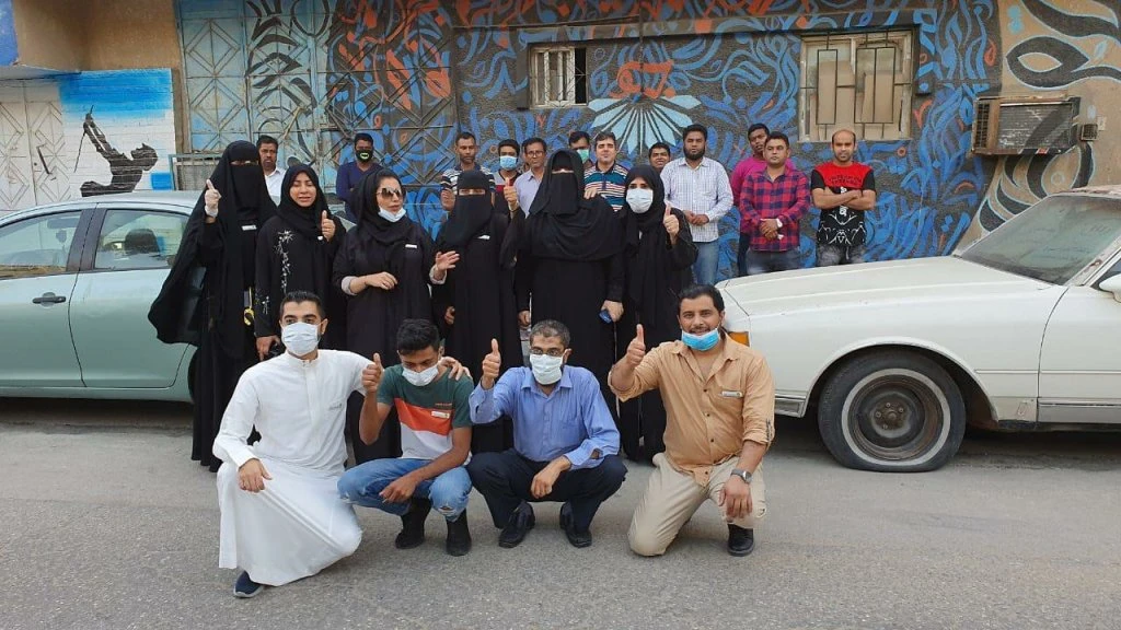 Personalities involved in an awareness campaign supporting the Saudi government’s efforts to keep people safe and informed about the dangers of the spread of the coronavirus. (AN Photo)