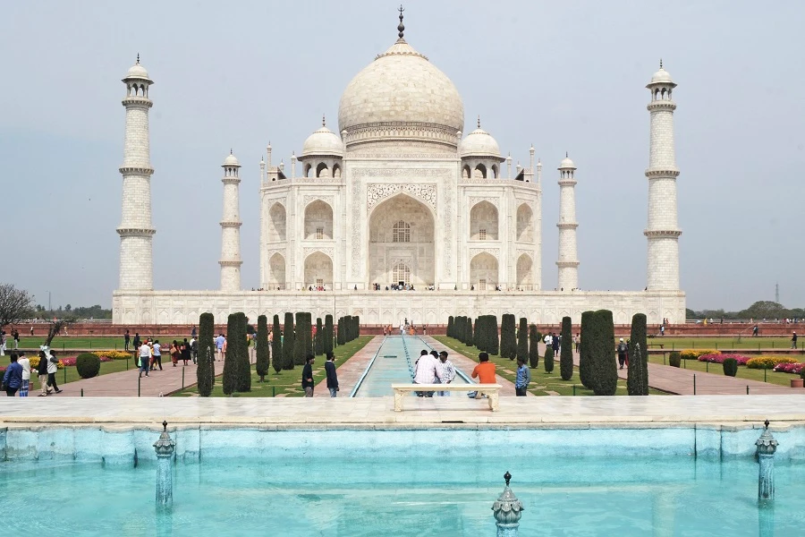 A low number of tourists are seen at Taj Mahal amid concerns over the spread of the COVID-19 novel coronavirus, in Agra on March 16, 2020. (File/AFP)
