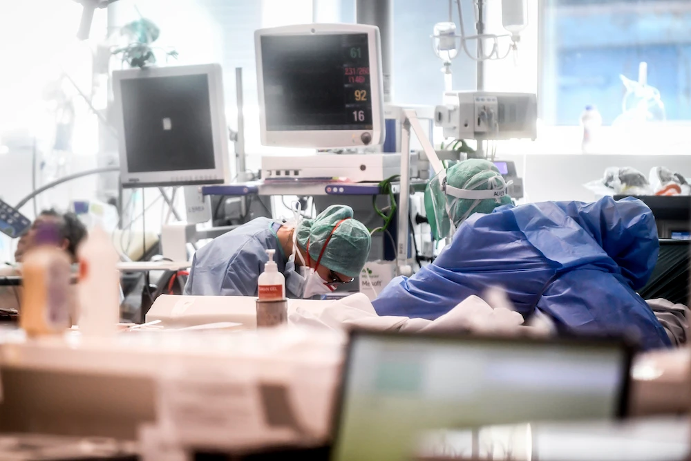 Medical personnel at work in the intensive care unit of the hospital of Brescia, Italy, Thursday, March 19, 2020. (AP)