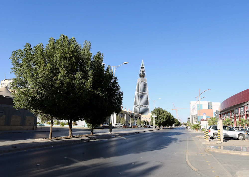 A general view shows an empty street after a curfew was imposed to prevent the spread of the coronavirus disease (COVID-19), in Riyadh, Saudi Arabia, March 23, 2020. (Reuters)