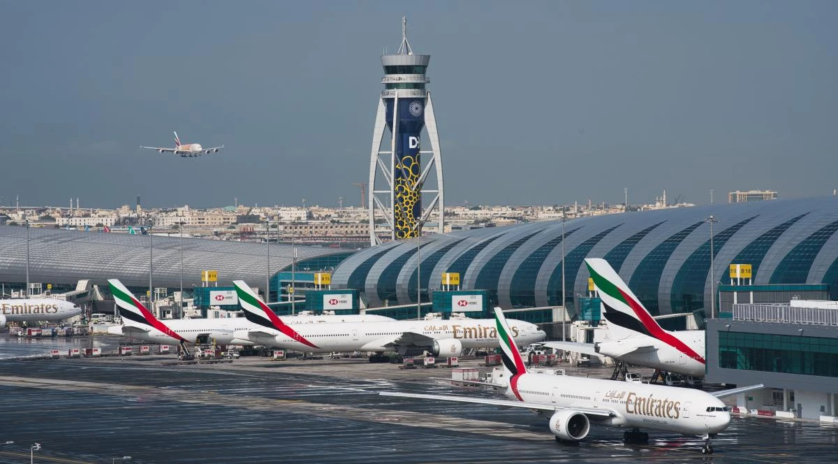 In this Dec. 11, 2019 file photo, an Emirates jetliner comes in for landing at Dubai International Airport in Dubai, United Arab Emirates. (AP)