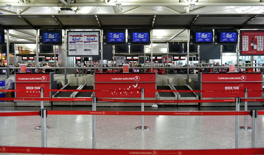 A picture taken on September 29, 2017 shows empty check-in area at Ataturk International airport in Istanbul. (AFP)