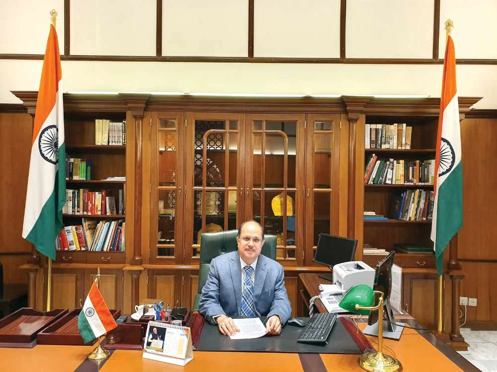 Indian Ambassador Dr. Ausaf Sayeed at his office in Riyadh. (Supplied)