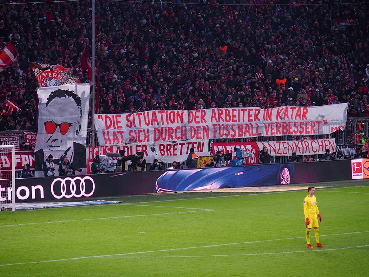 Bayern fans have long been protesting the club's links to Qatar. Banners criticizing the team's management were often displayed at games before the Bundesliga was suspended because of the coronavirus outbreak (Reuters)