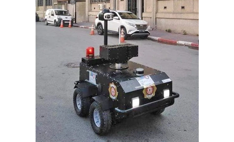The unmanned ground vehicles are called P-Guard and locally developed by Enova Robotics. They are being used by the Ministry of Interior to enforce its lockdown of Tunis. (Enova Robotics)