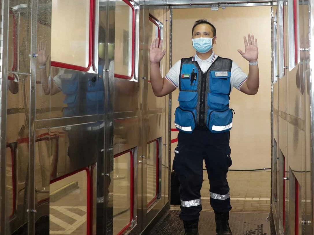 The Dubai Corporation for Ambulance Services has launched the first ‘Self Sanitization Walk’ for its paramedics. (WAM)
