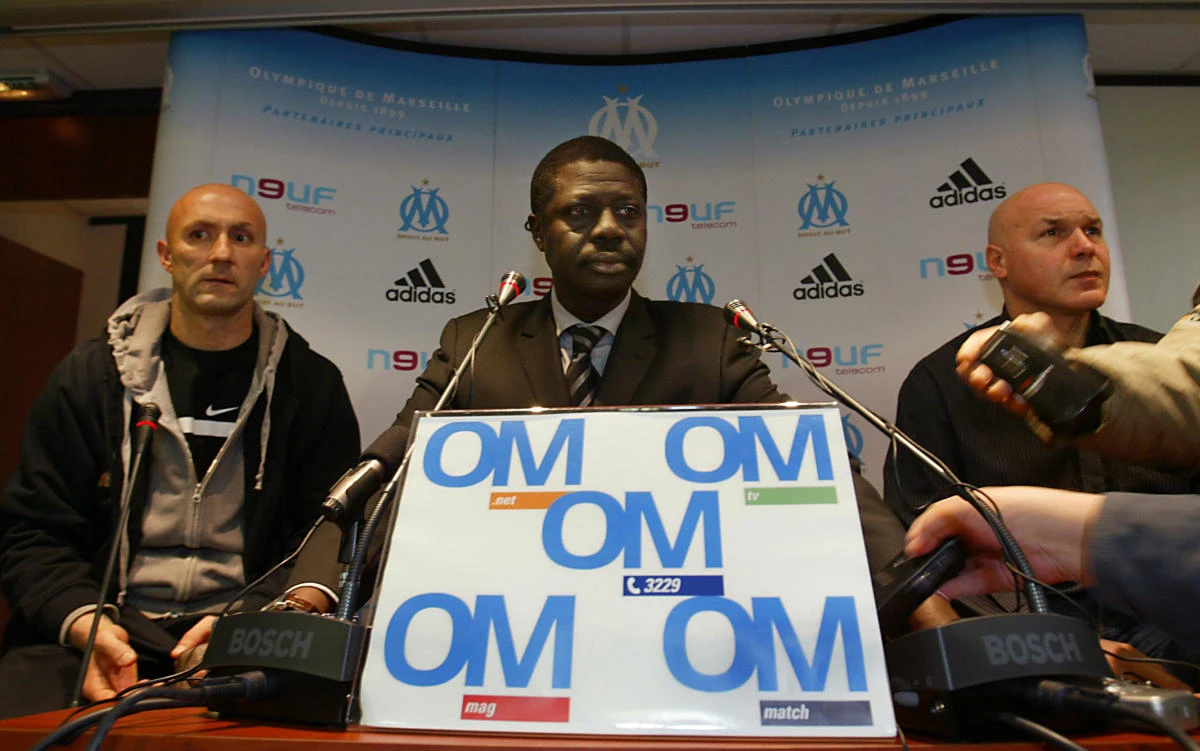 This file photo taken on March 3, 2006 in Marseille shows former president of Marseille football club "l'Olympique de Marseille" Pape Diouf. Pape Diouf, 68-year-old died after contracting the COVID-19 disease, his familly announced on March 31, 2020. (AFP)