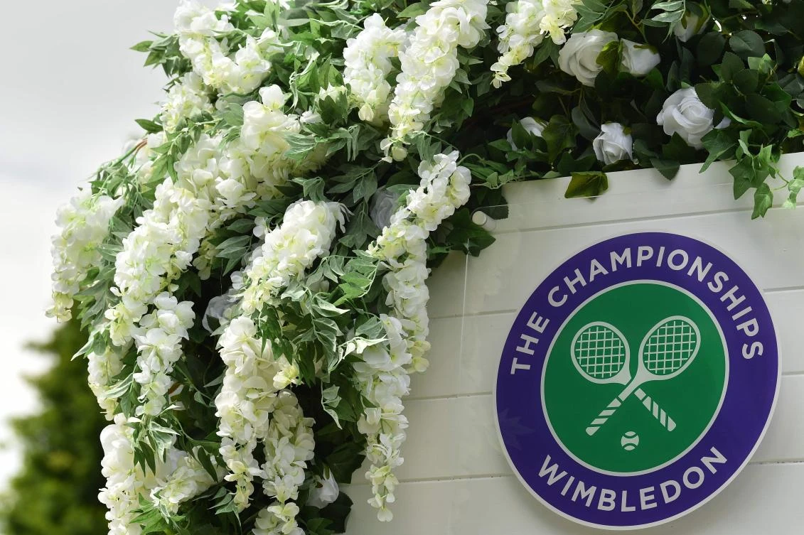 A Wimbledon logo is seen at The All England Tennis Club in Wimbledon, southwest London. (File/AFP)