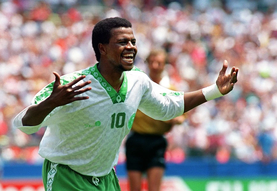The moment a jubilant Saeed Al-Owairan of Saudi Arabia celebrated his astounding goal. (AFP / Omar Torres)