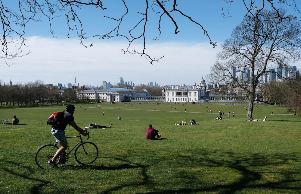 People are seen in Greenwich Park as the spread of the coronavirus disease (COVID-19) continues, in London, Britain. (Reuters)