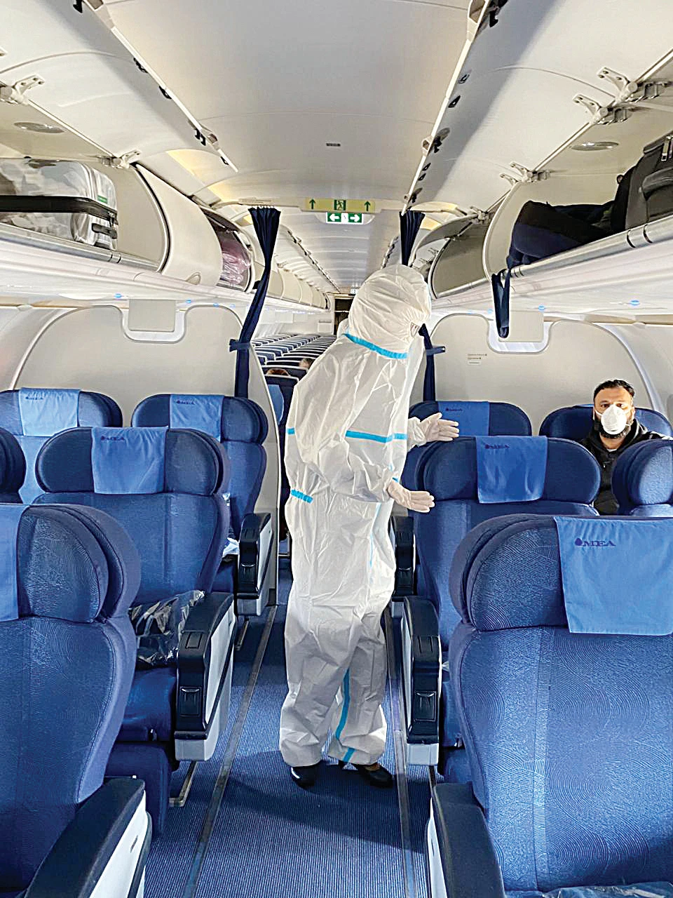 A Middle East Airlines plane flies from Riyadh to Beirut on Sunday, one of four flights repatriating 78 Lebanese nationals stranded abroad by coronavirus lockdowns. (Supplied)