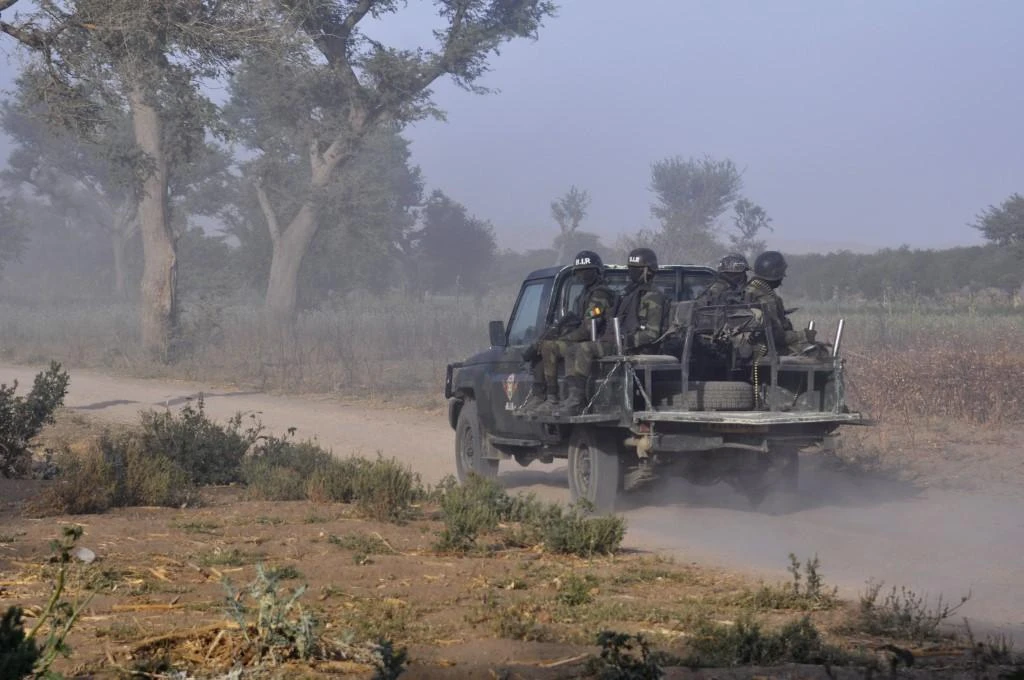 Members of the Cameroonian Rapid Intervention Force patrol outskirts of the far north region of the country where Boko Haram militants have been active since 2013, on March 21, 2019. (AFP)