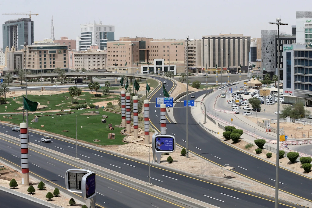 A general view shows almost empty streets, during the 24 hours lockdown to counter the coronavirus (COVID-19) outbreak in Riyadh, Saudi Arabia April 7, 2020. (Reuters)