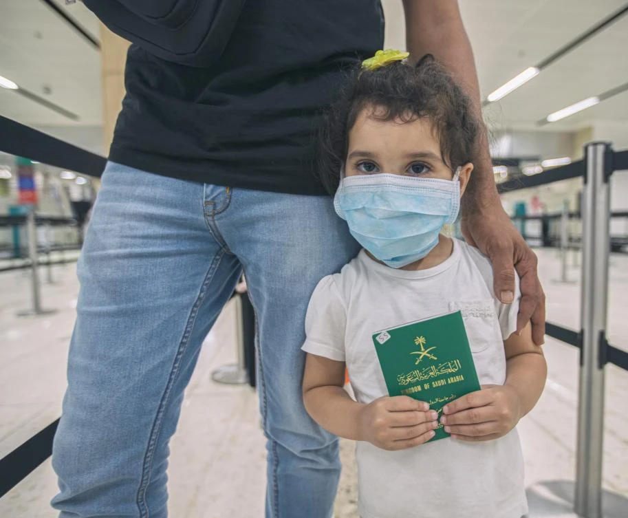 Saudi citizens arrive in the Kingdom after being transported from Indonesia on an evacuation flight on April 10, 2020. (SPA)