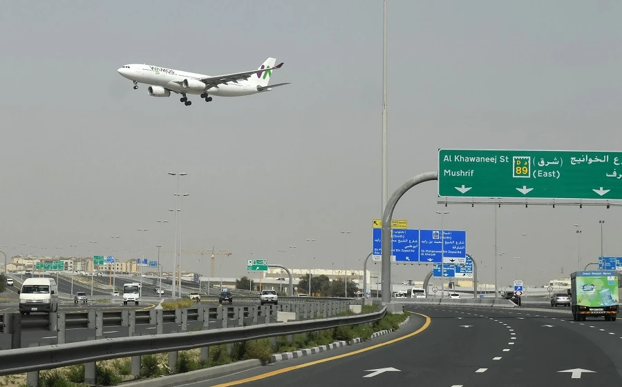A plane takes off from Dubai on April 10, 2020 during the coronavirus COVID-19 pandemic. (File/AFP)