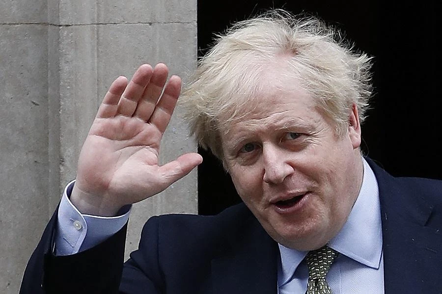 Johnson, who spent three days in intensive care this week after contracting COVID-19, praised staff treating him in a state-run hospital. (File/AFP)