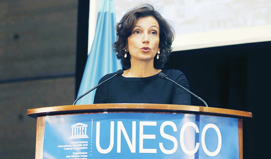Audrey Azoulay has been UNESCO’s director-general since November 2017. Before that, she was the French minister of culture. (AP)