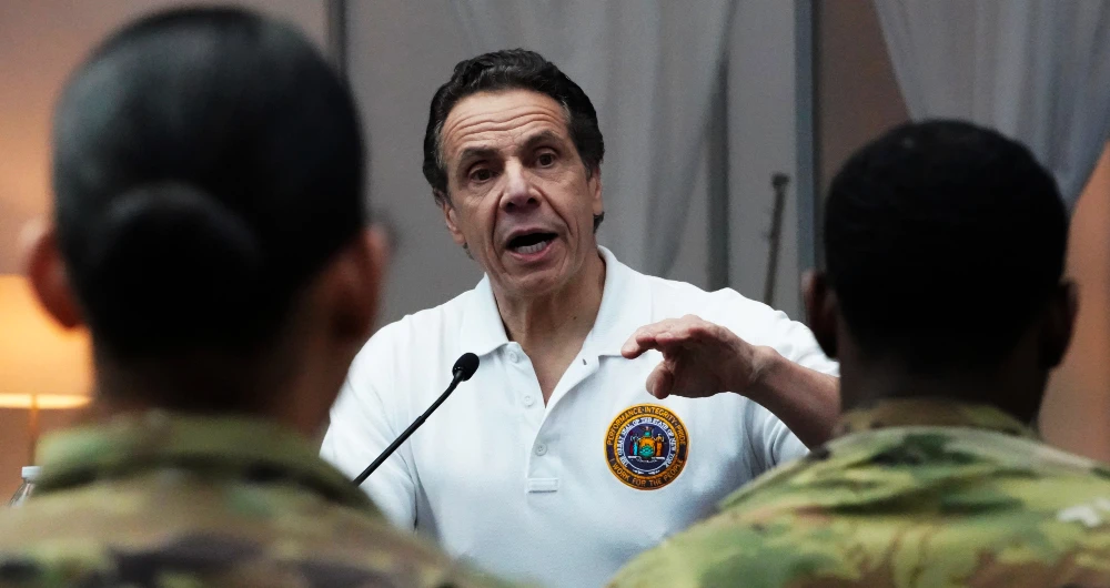 National Guard troops listen as New York Governor Andrew Cuomo. (AFP/File)