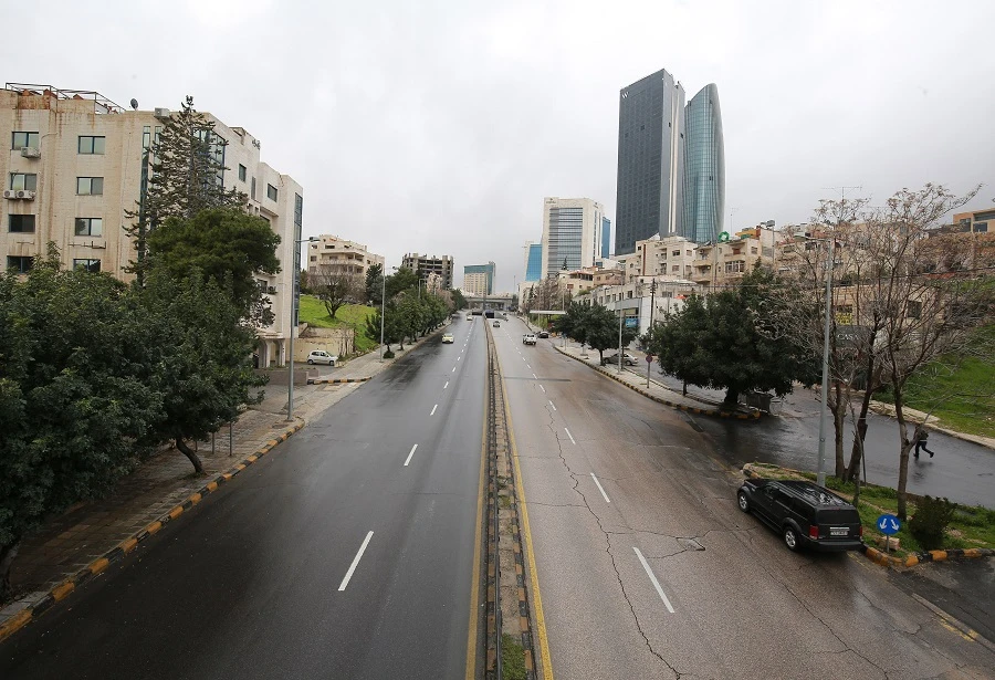 A main avenue is pictured empty on March 18, 2020 in the Jordanian capital Amman as the country takes measures to fight the spread of the coronavirus COVID-19. (File/AFP)