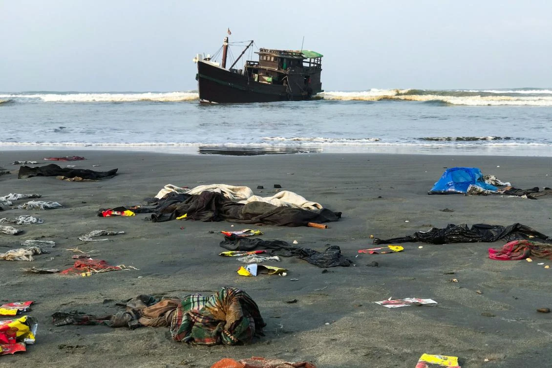 Thirty-two Rohingya died in a boat crammed with hundreds of “starving” men, women and children after 58 days in the Bay of Bengal after being denied entry by Malaysia and Thailand, officials said April 16. (File/AFP)