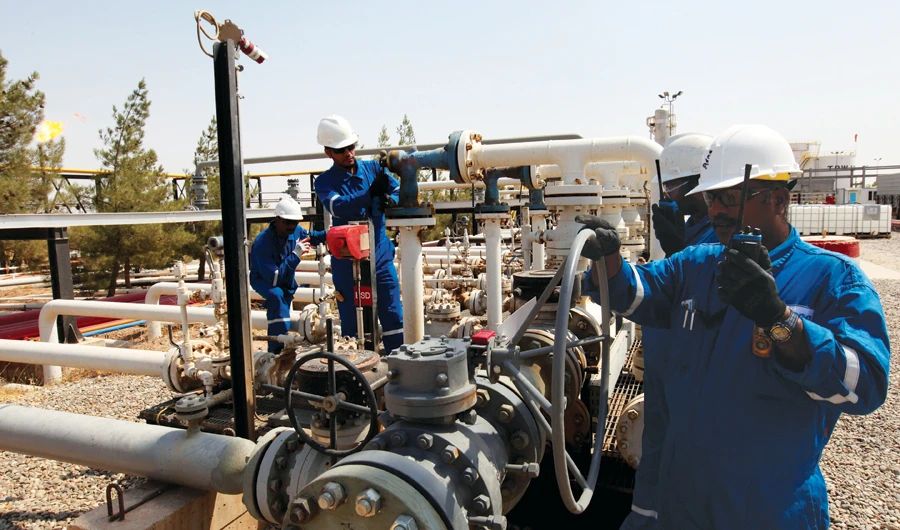 Workers at the Taq Taq oil field in Erbil, in Iraq’s Kurdistan region. (Reuters)