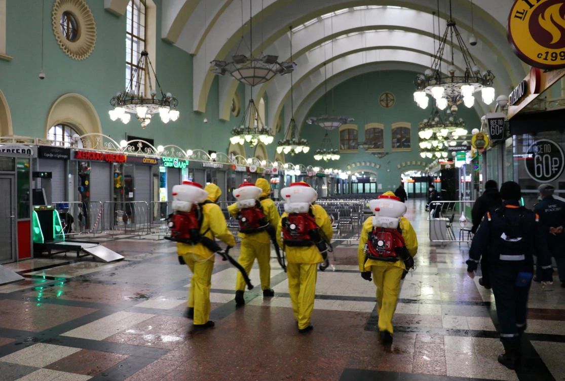 Forty-four Russian coronavirus patients died in the last 24 hours. (Moscow News Agency photo via AP)