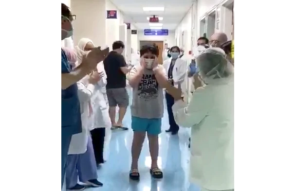 Nine-year-old Hervie Emmanuel Magos, the UAE’s youngest intensive care patient to recover to beat the virus. (Social media)