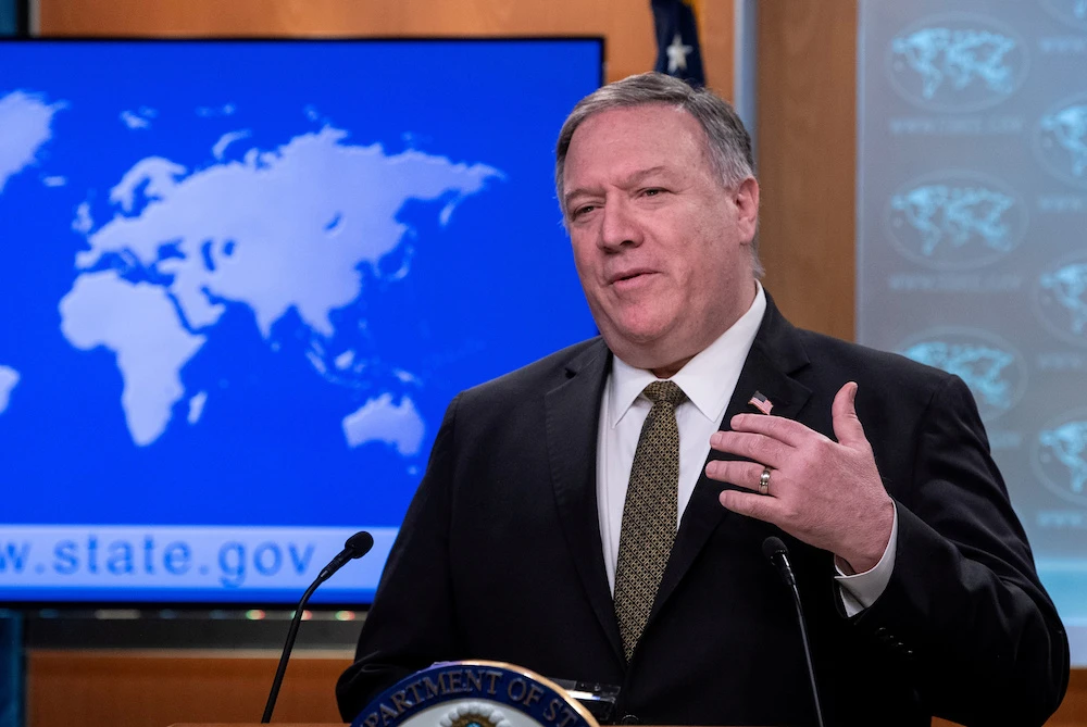 US Secretary of State Mike Pompeo speaks at a press briefing at the State Department in Washington D.C., April 22, 2020. (Reuters)