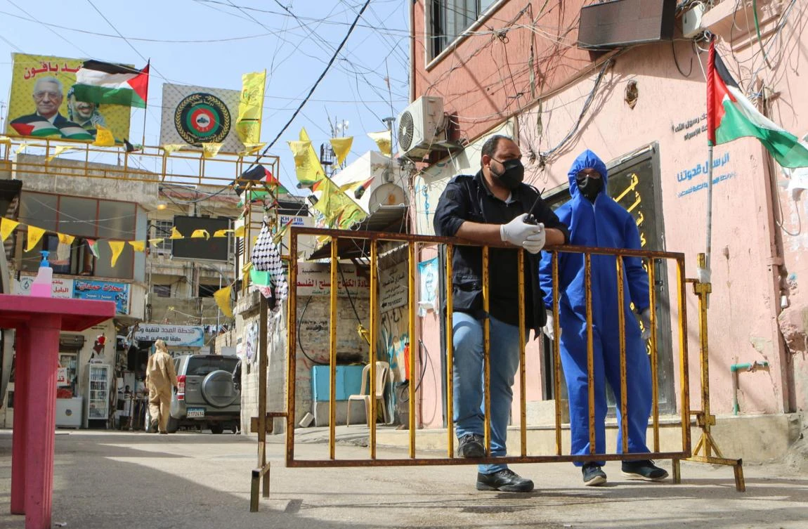All entrances to Wavel camp in the city of Baalbek, known locally as the Jalil camp, have been closed after coronavirus cases were confirmed there. (AFP)