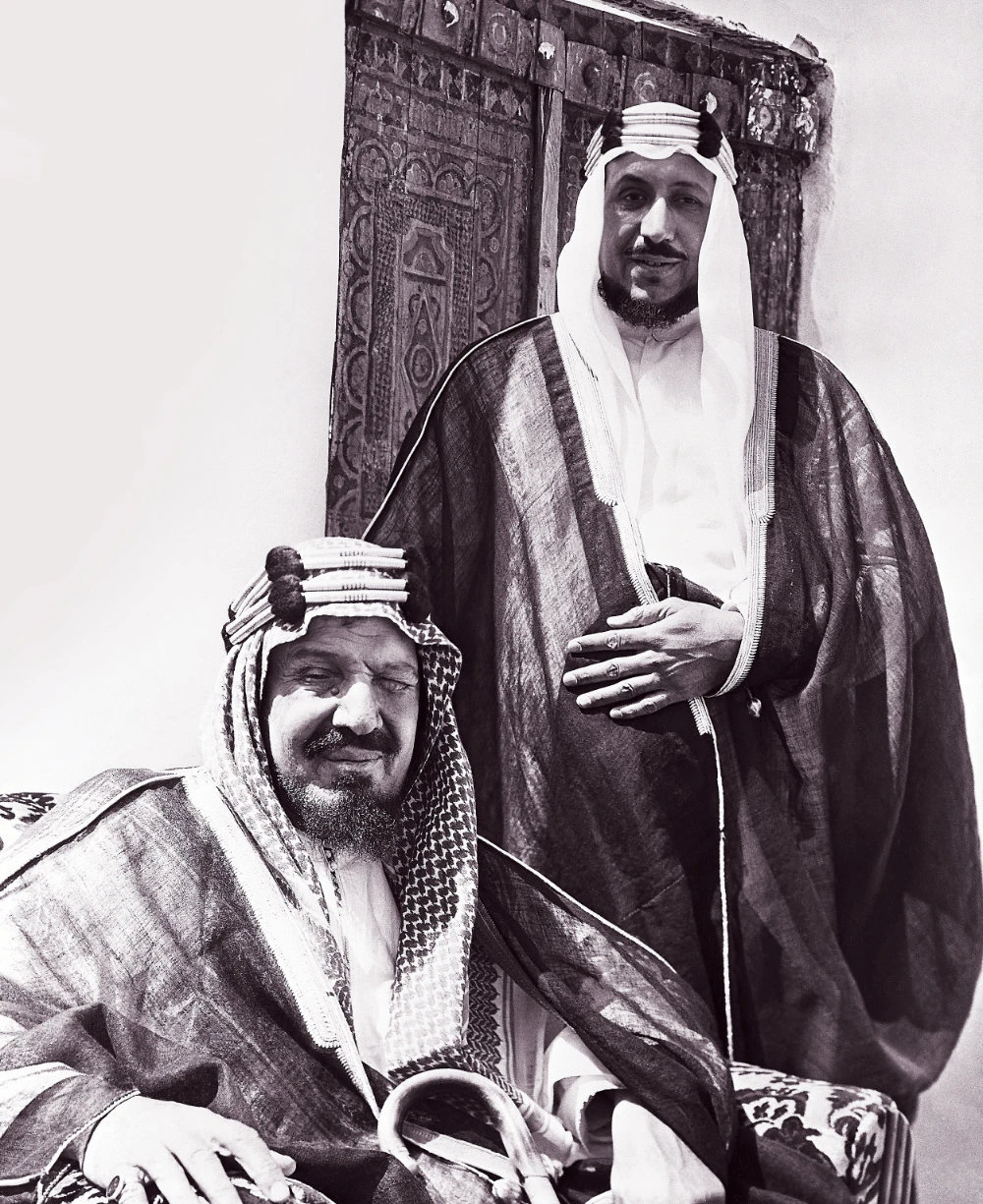 Saudi Arabia’s founder, Ibn Saud, with his son, King Saud. (Getty Images)